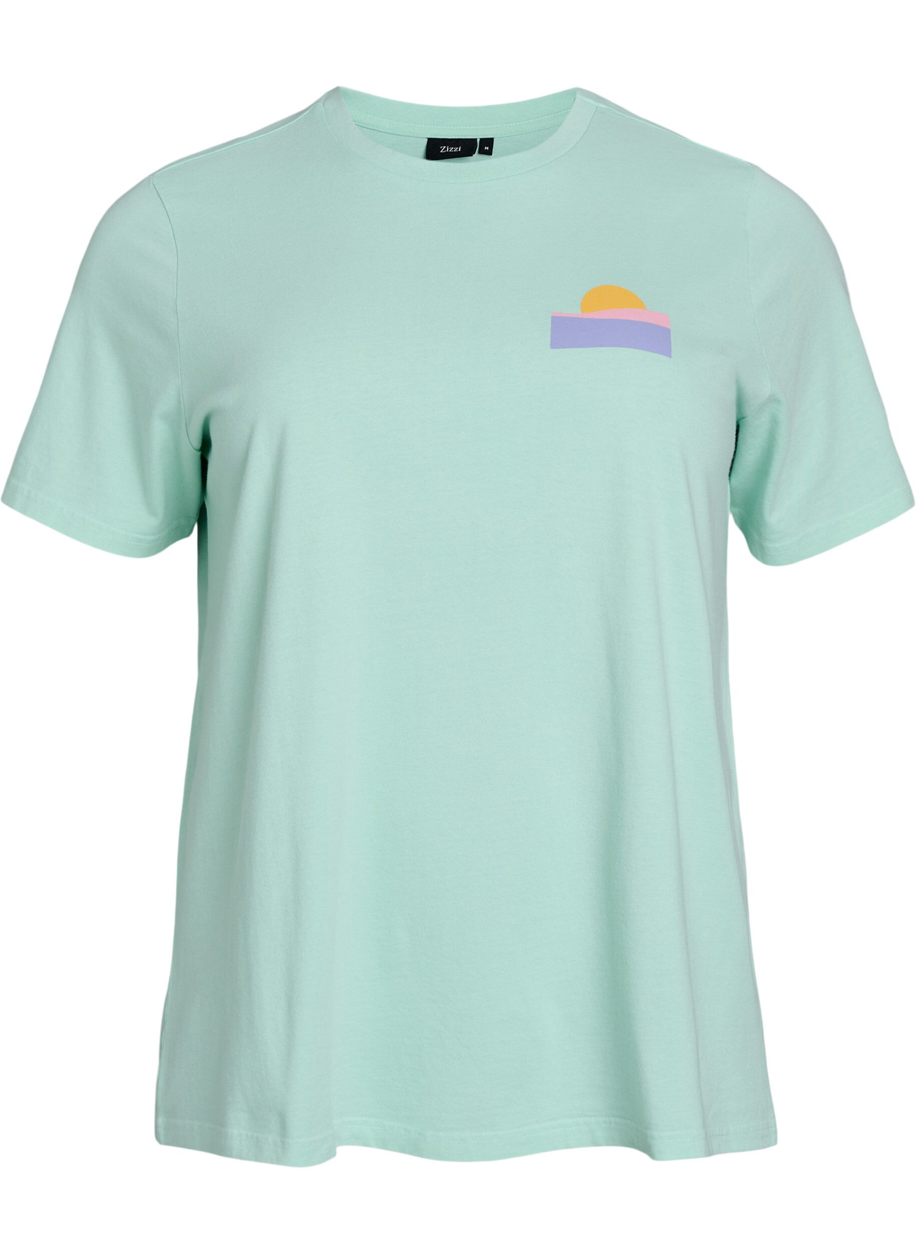 Zizzi T-shirt i ekologisk bomull med tryck p&aring; ryggen, Gr&ouml;n, Packshot image number 0