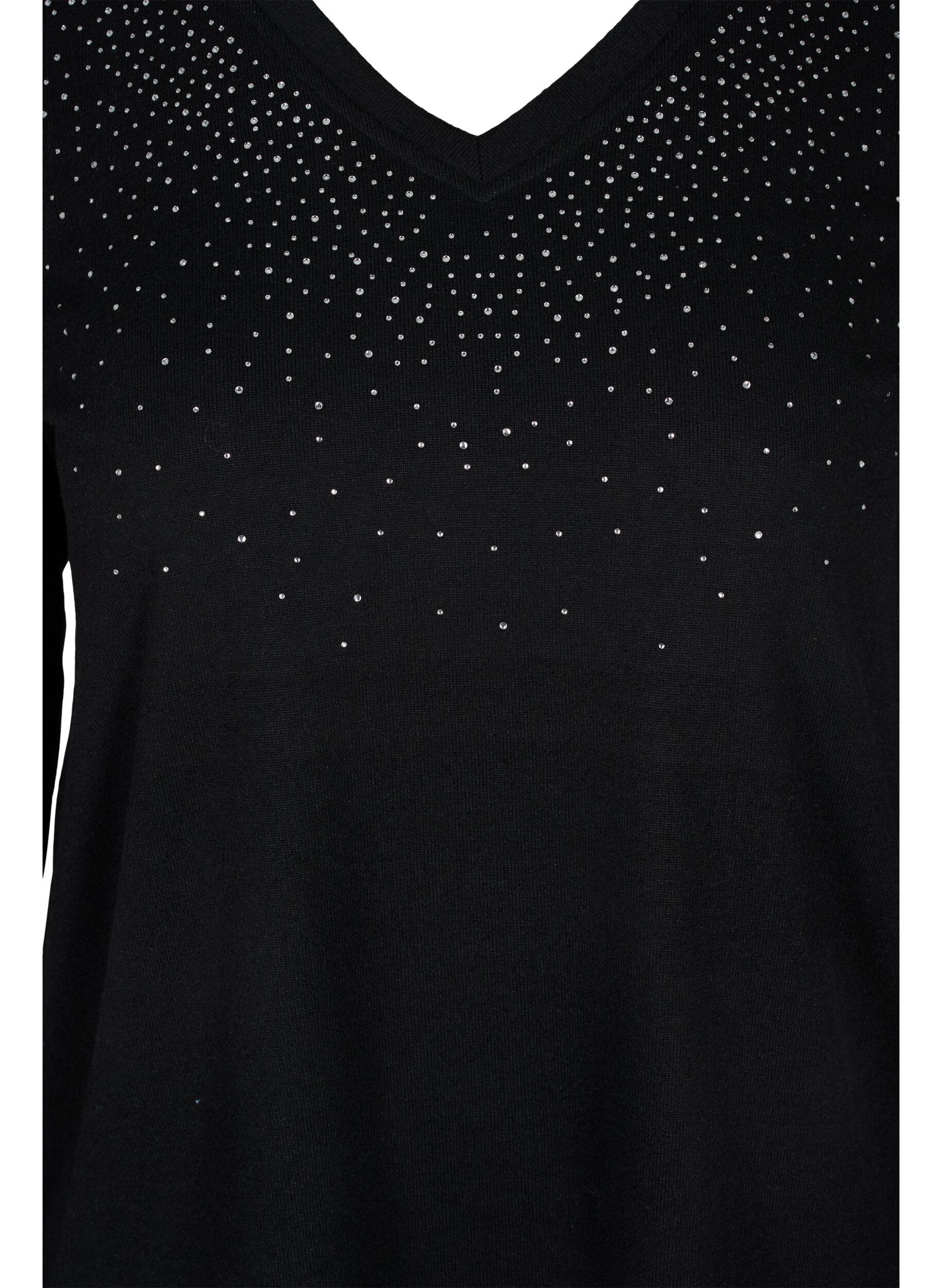 Zizzi Topp med strass och l&aring;nga &auml;rmar, Black, Packshot image number 2