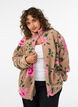 Blommig fleecejacka med h&ouml;g krage och dragkedja, Beige, Model image number 0