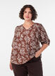 Blus i viskos med v-ringning, Brun, Model image number 0