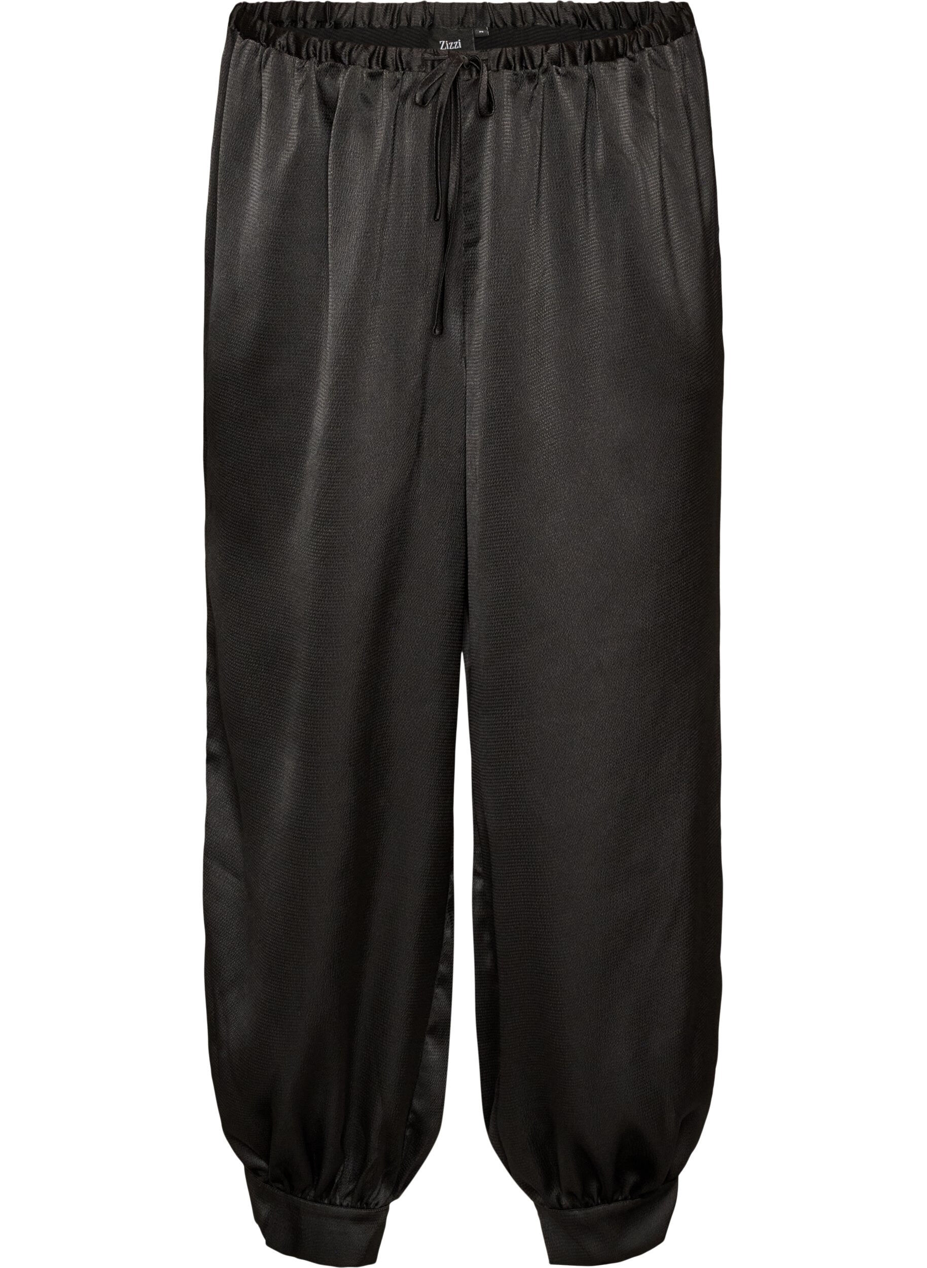 ZizziBallongbyxor i satinlook, Svart, Packshot image number 0