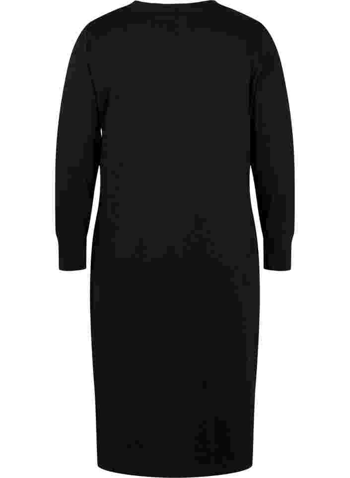 Sweatshirtklänning i bomull med fickor, Black, Packshot image number 1