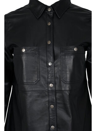 Läderskjorta med knappar, Black, Packshot image number 2
