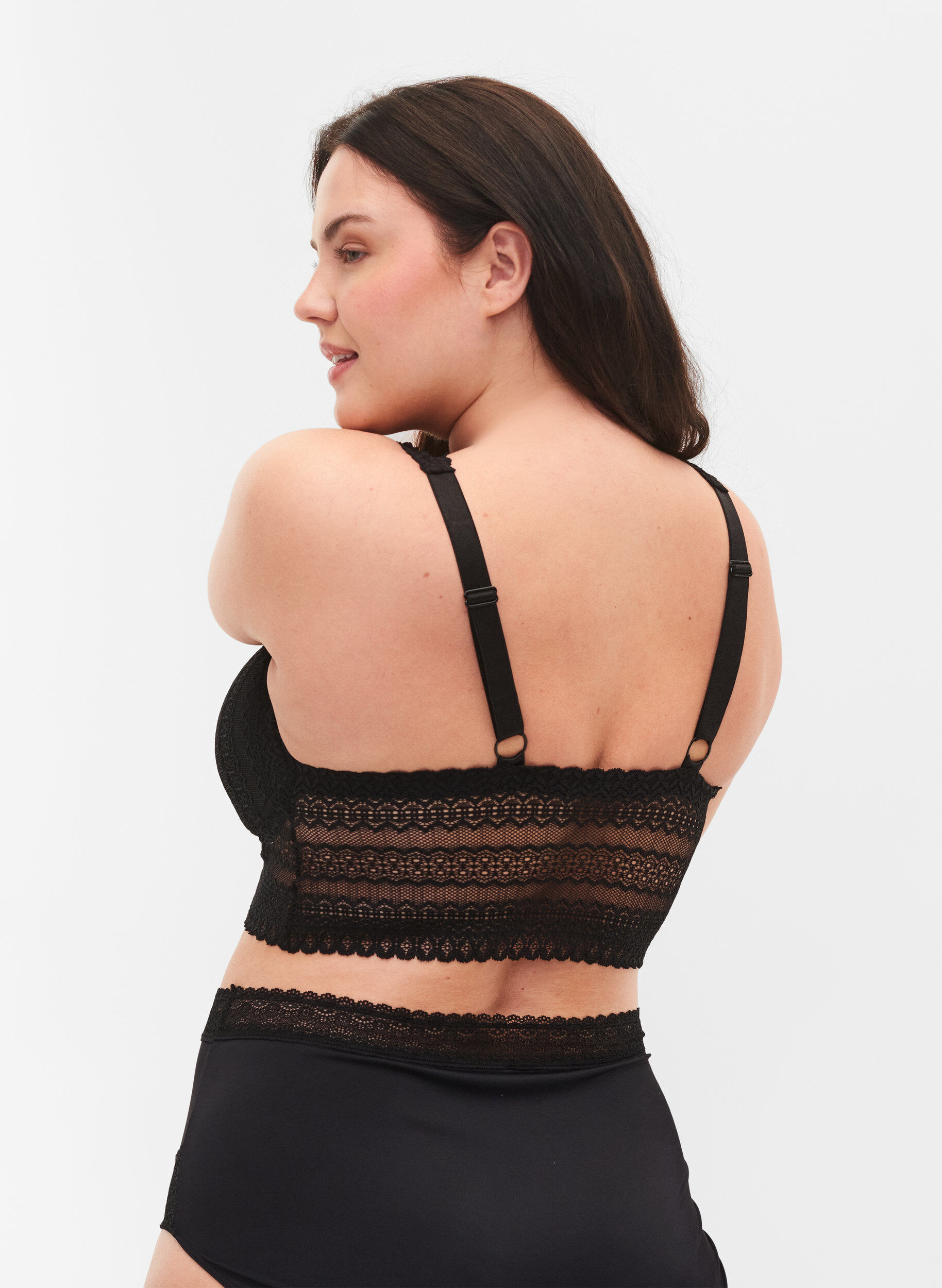 Zizzi Spets-bh med mjuk vaddering, Black, Model image number 1