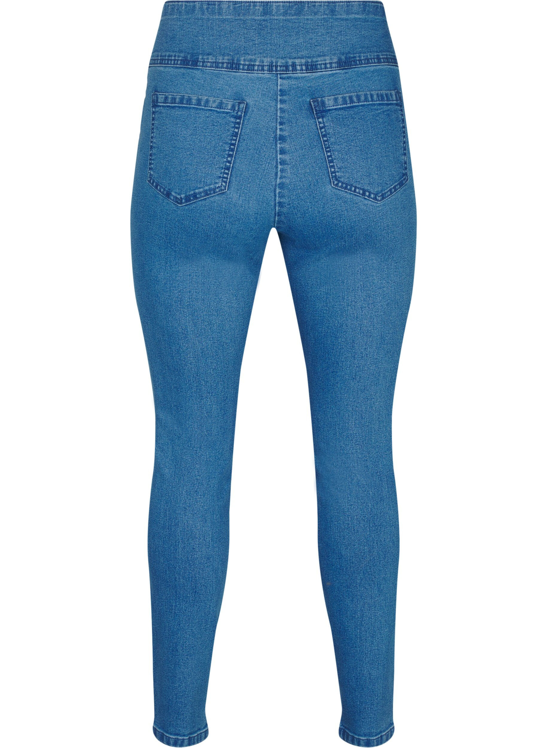 ZizziStretchiga jeggings med h&ouml;g midja, Bl&aring;, Packshot image number 1