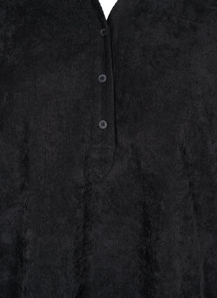 Sammetsklänning med 3/4 ärmar och knappar, Black, Packshot image number 2