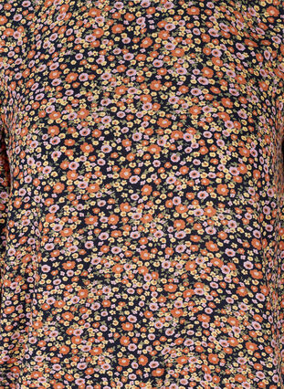 Mönstrad blus med smock och 3/4-ärmar, Ditsy Flower AOP, Packshot image number 2