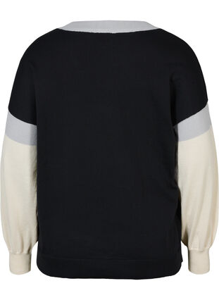 Stickad tröja med colourblock, Black Comb., Packshot image number 1