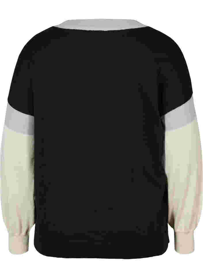 Stickad tröja med colourblock, Black Comb., Packshot image number 1
