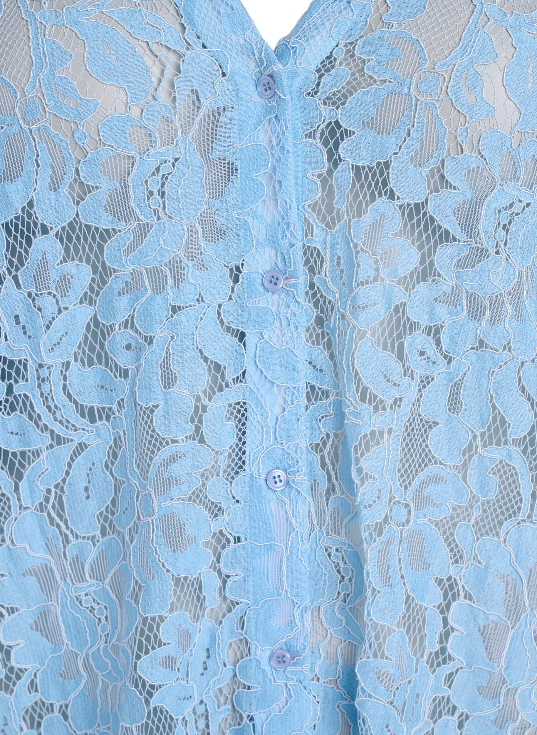 ZizziKort&auml;rmad blus i spets med v-ringning, Bl&aring;, Packshot image number 2