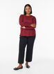 Långärmad blus med strass, Mörk Bordeaux, Model image number 1