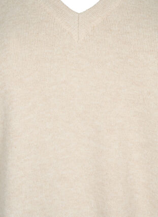 Melerad pullover med V-ringning, P. Stone w.White Mel, Packshot image number 2