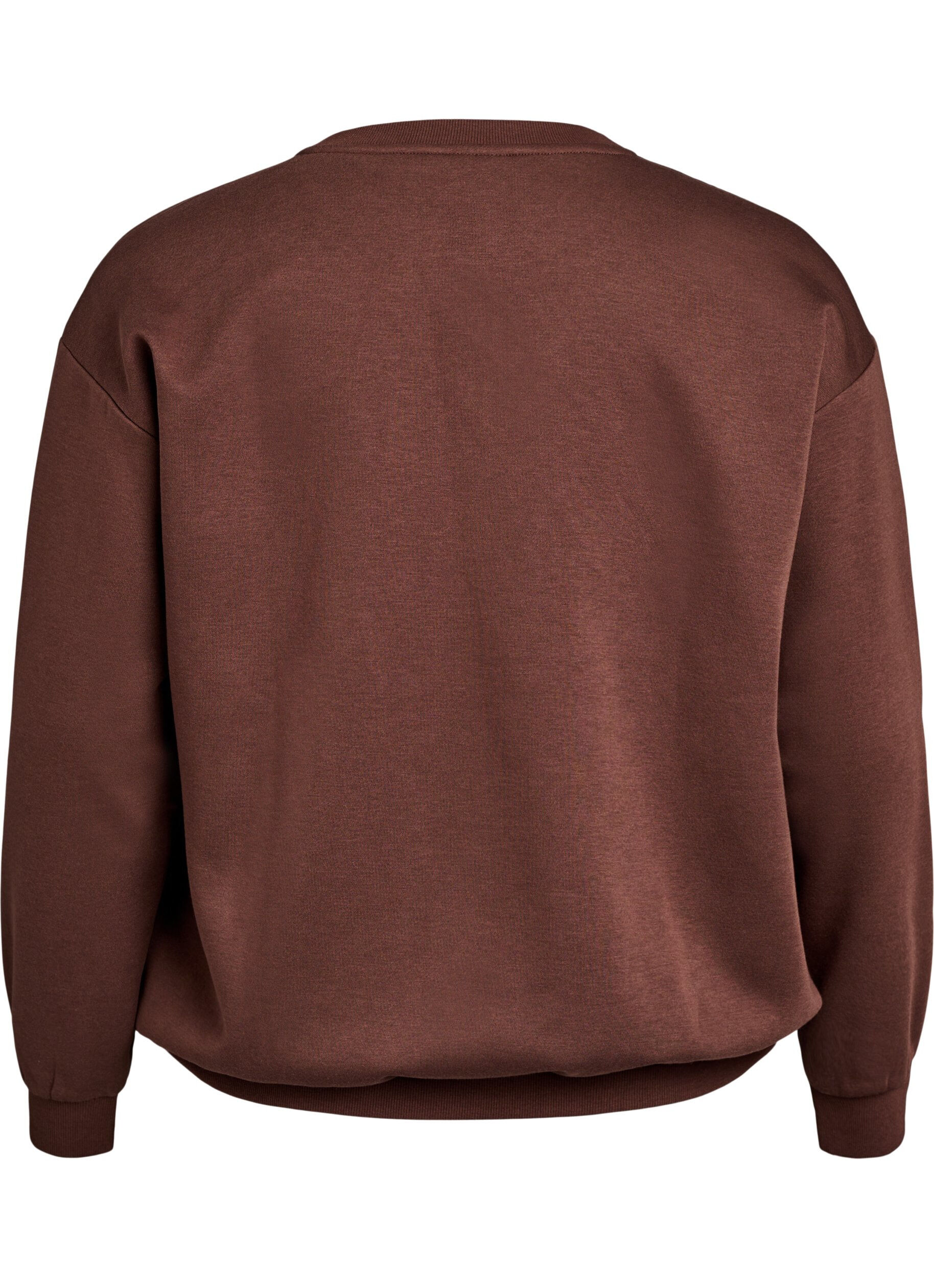 Zizzi Sweatshirt med broderad text, Brun, Packshot image number 1
