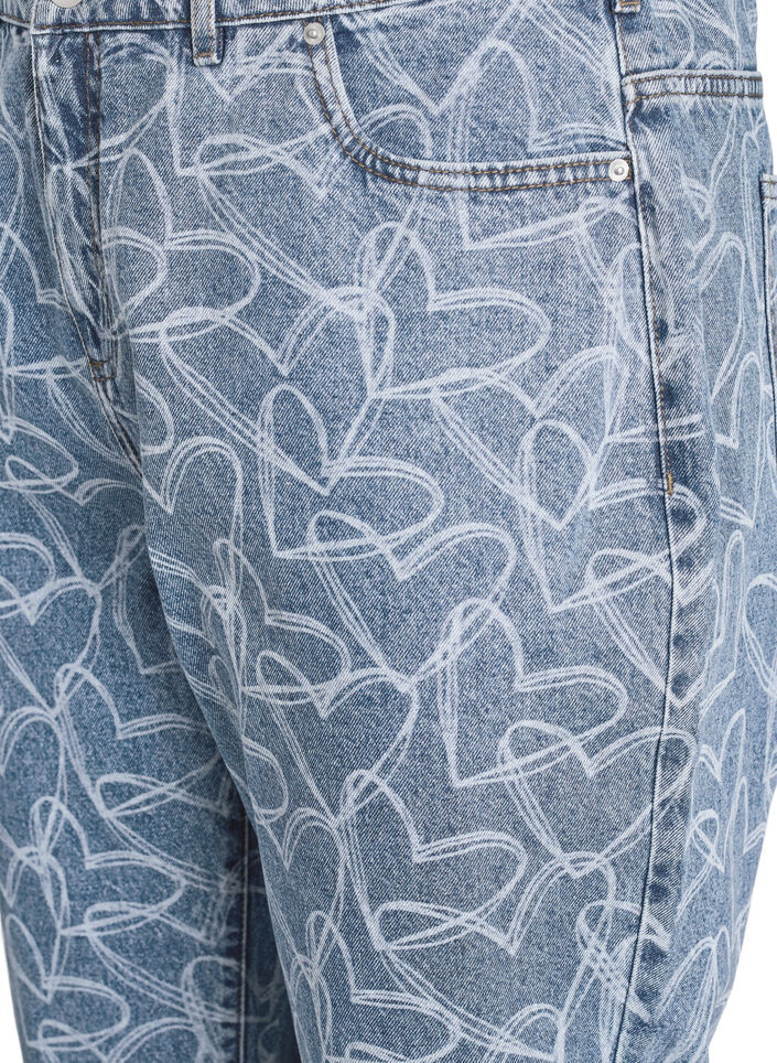Mille Mom Fit-jeans med broderier, Blå, Packshot image number 2