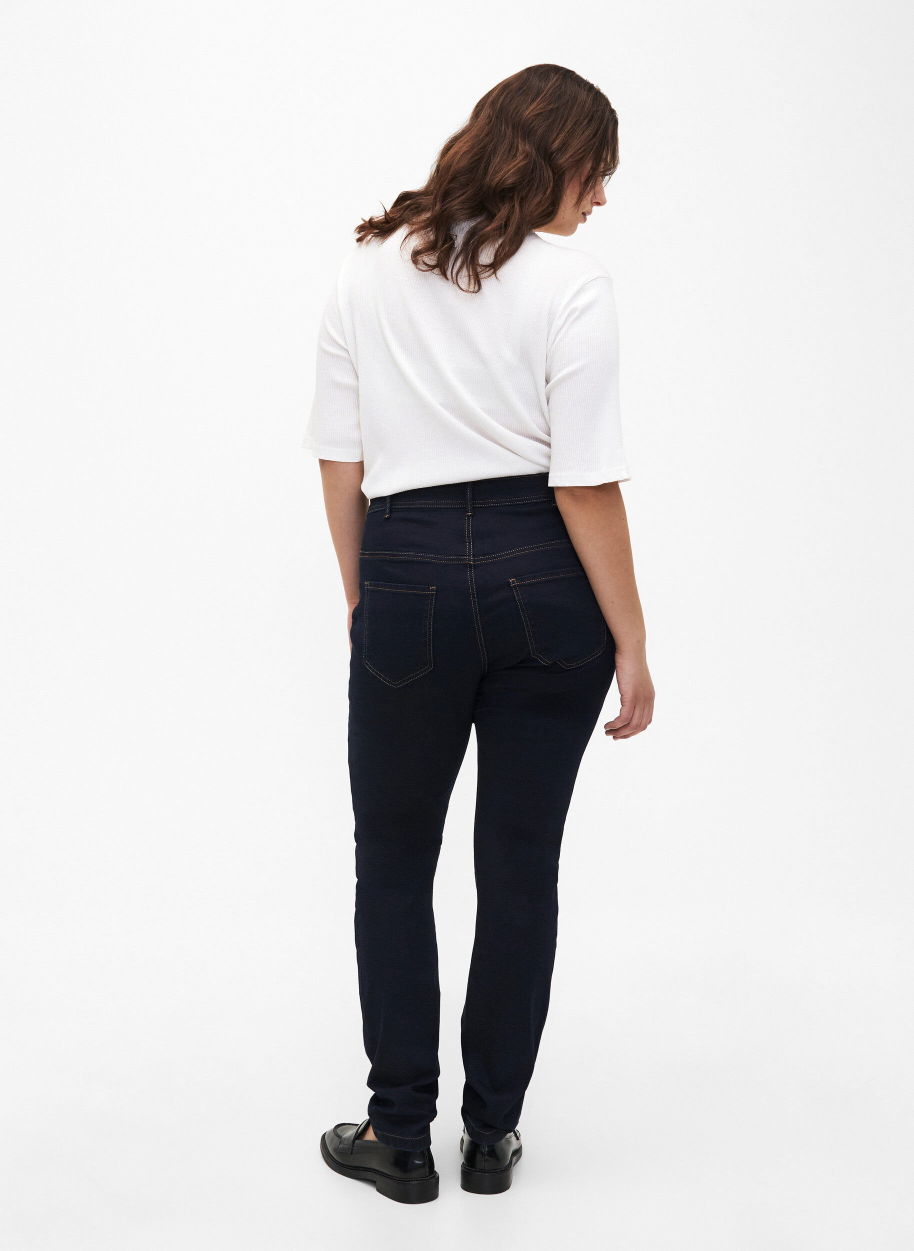 Zizzi Extra slim Amy jeans med h&ouml;g midja, Bl&aring;, Model image number 1