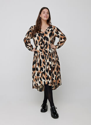 Långklänning med leopard print, Black AOP, Model image number 2