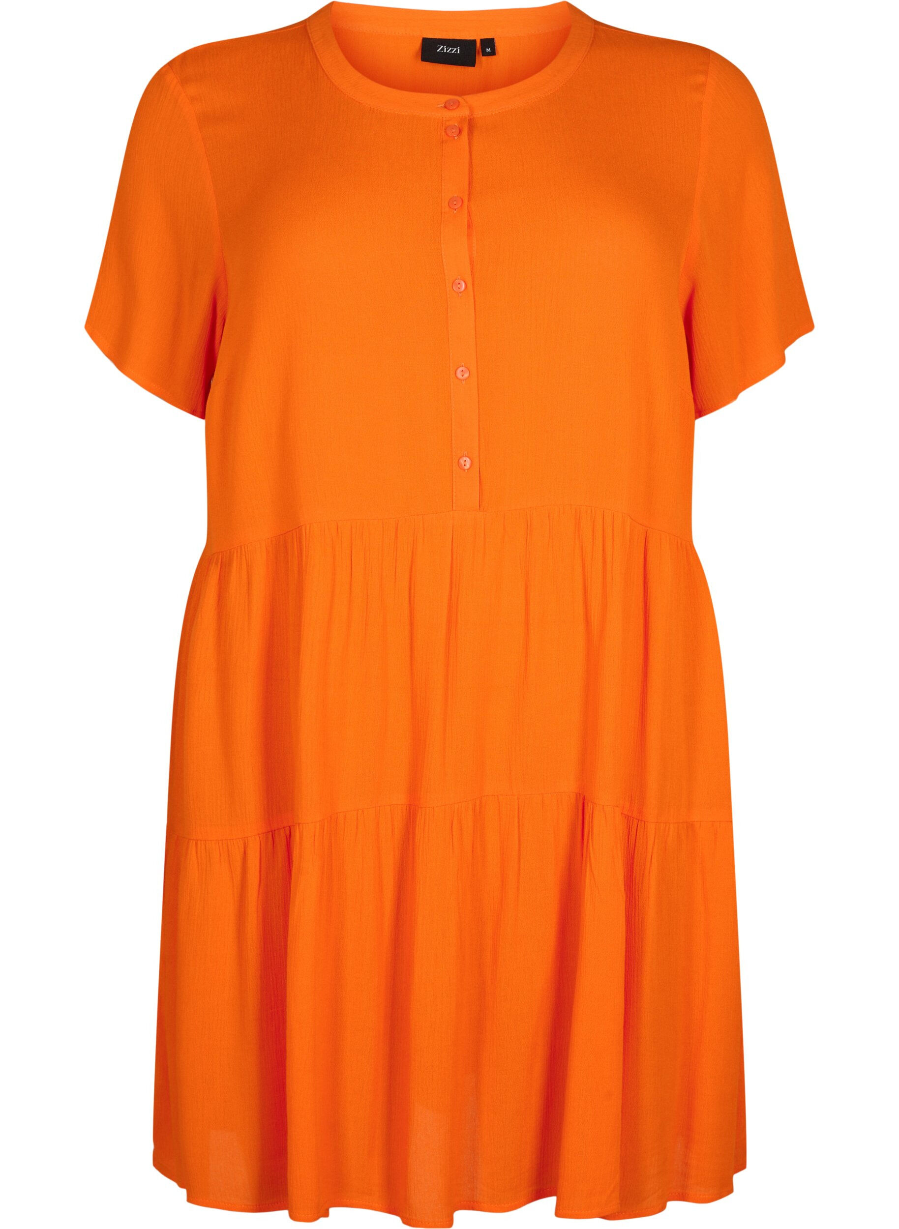 Zizzi A-linjeformad viskoskl&auml;nning med korta &auml;rmar, Exuberance, Packshot image number 0