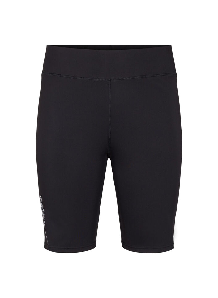 Kroppsnära träningsshorts med logotyp, Black, Packshot image number 0
