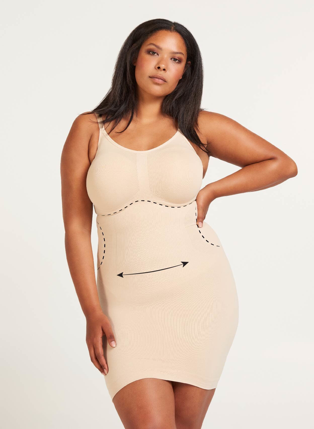 Shapewearkl&auml;nning med tunna band, Beige, Model