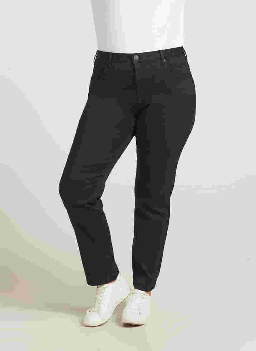 Slim fit Emily jeans med normalhög midja, Black, Model image number 1