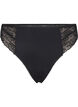 G-string i mikrofiber med spets, Black, Packshot image number 0