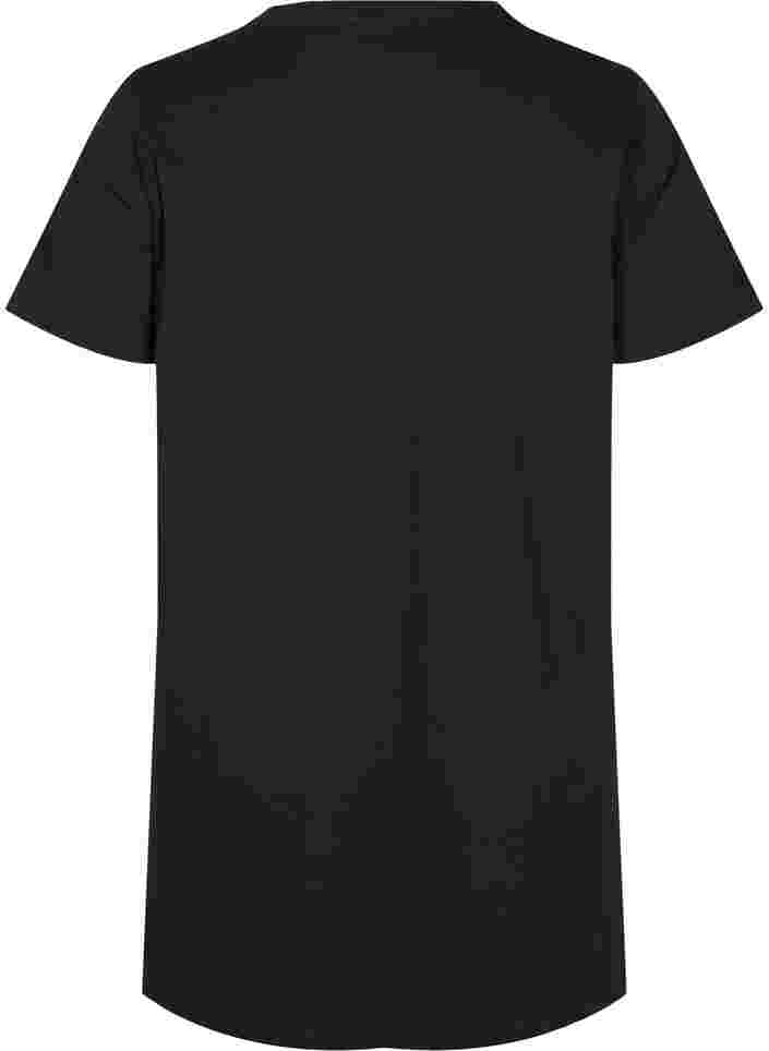 Lång t-shirt i bomull med korta ärmar, Black Tiger w. Foil, Packshot image number 1