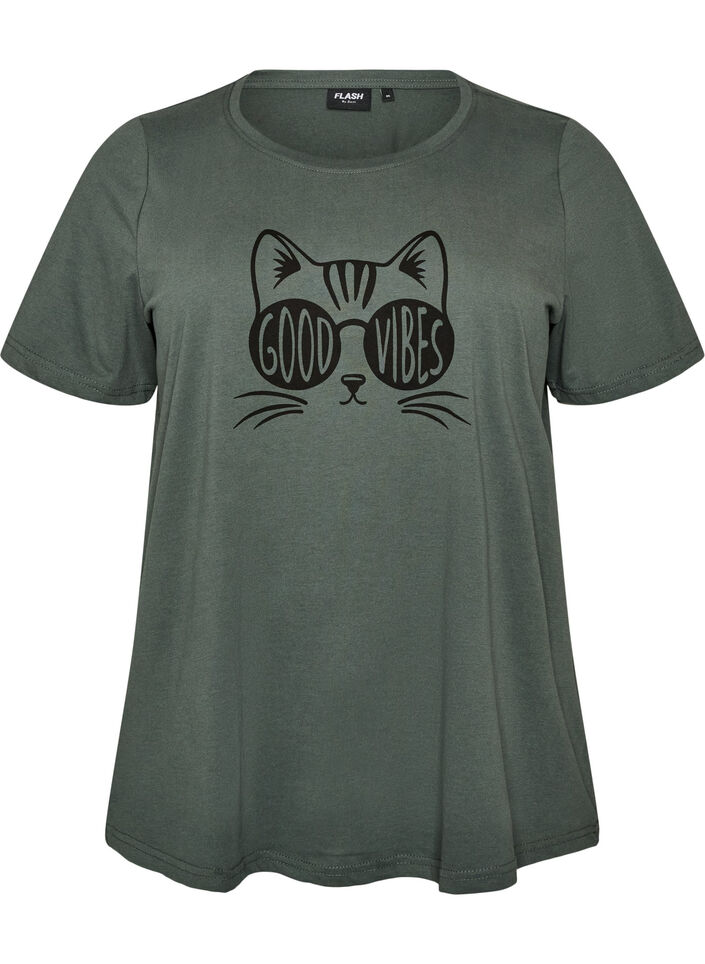 T-shirt med tryck, Gr&ouml;n, Packshot image number 0