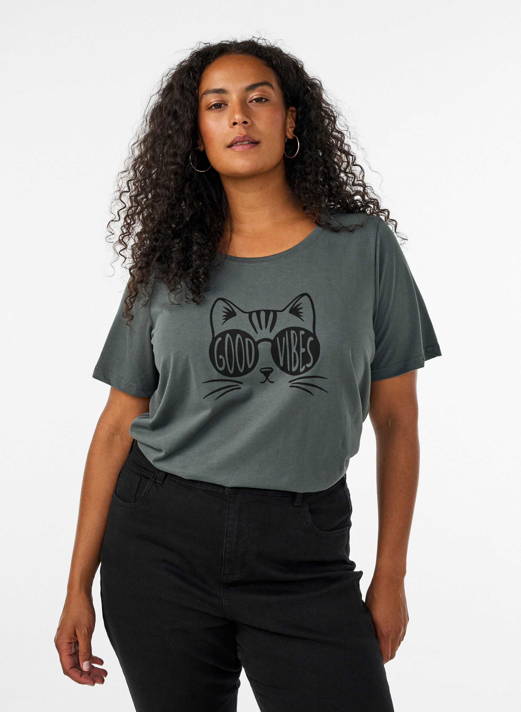 ZizziT-shirt med tryck, Gr&ouml;n, Model image number 0