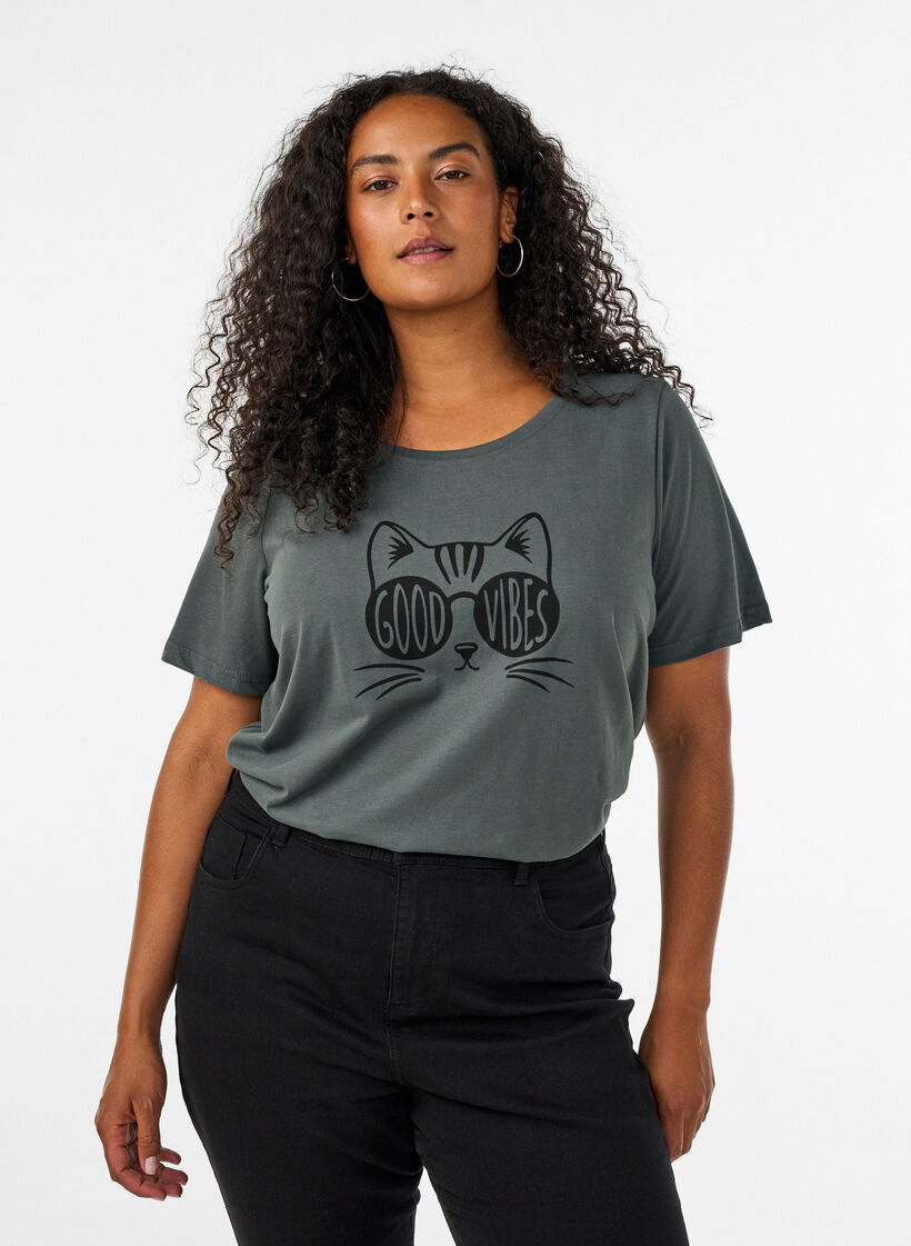 T-shirt med tryck, Gr&ouml;n, Model image number 0