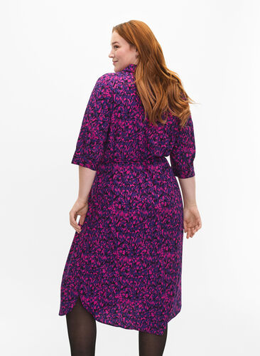 FLASH – Skjortklänning med tryck, Pink Blue AOP, Model image number 1