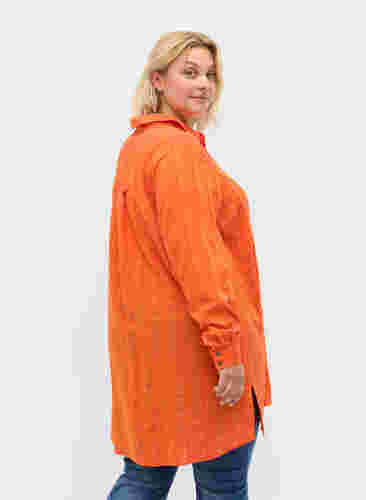 Lång randig skjorta med långa ärmar, Harvest Pumpkin, Model image number 1