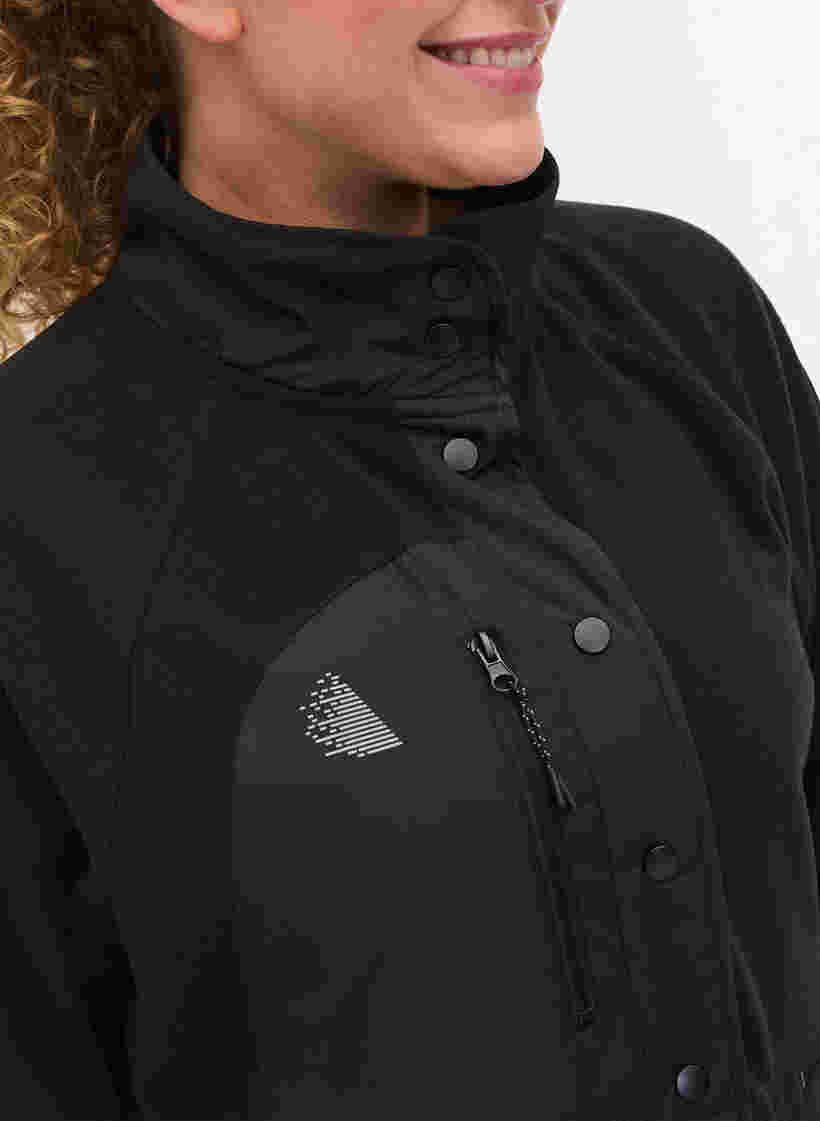Fleecejacka med hög krage och fickor, Black, Model image number 2