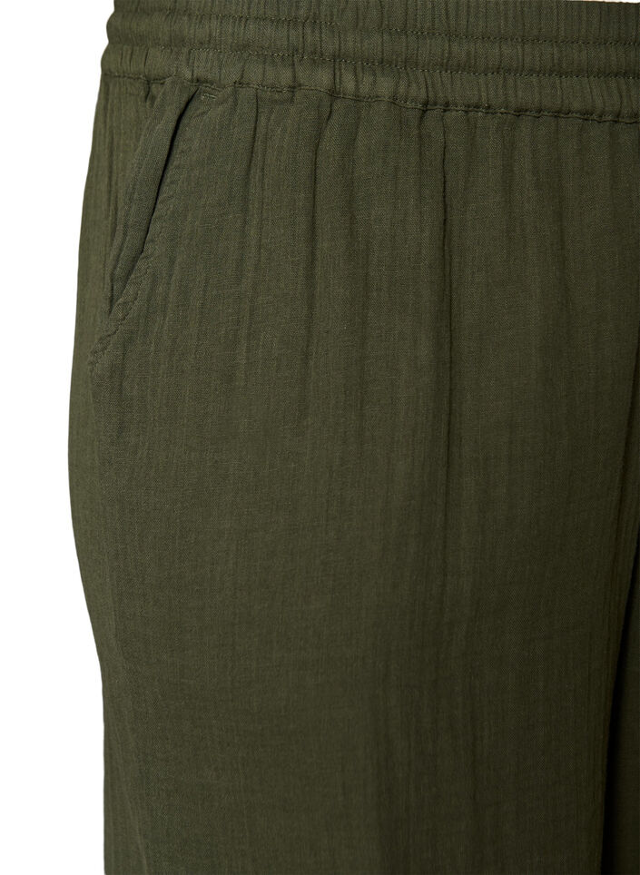 L&ouml;sa shorts i bomullsmuslin med h&ouml;g midja, Gr&ouml;n, Packshot image number 2