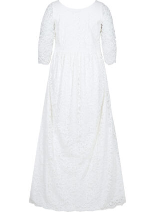 Brudklänning i spets med 3/4-ärmar , Star White, Packshot image number 1