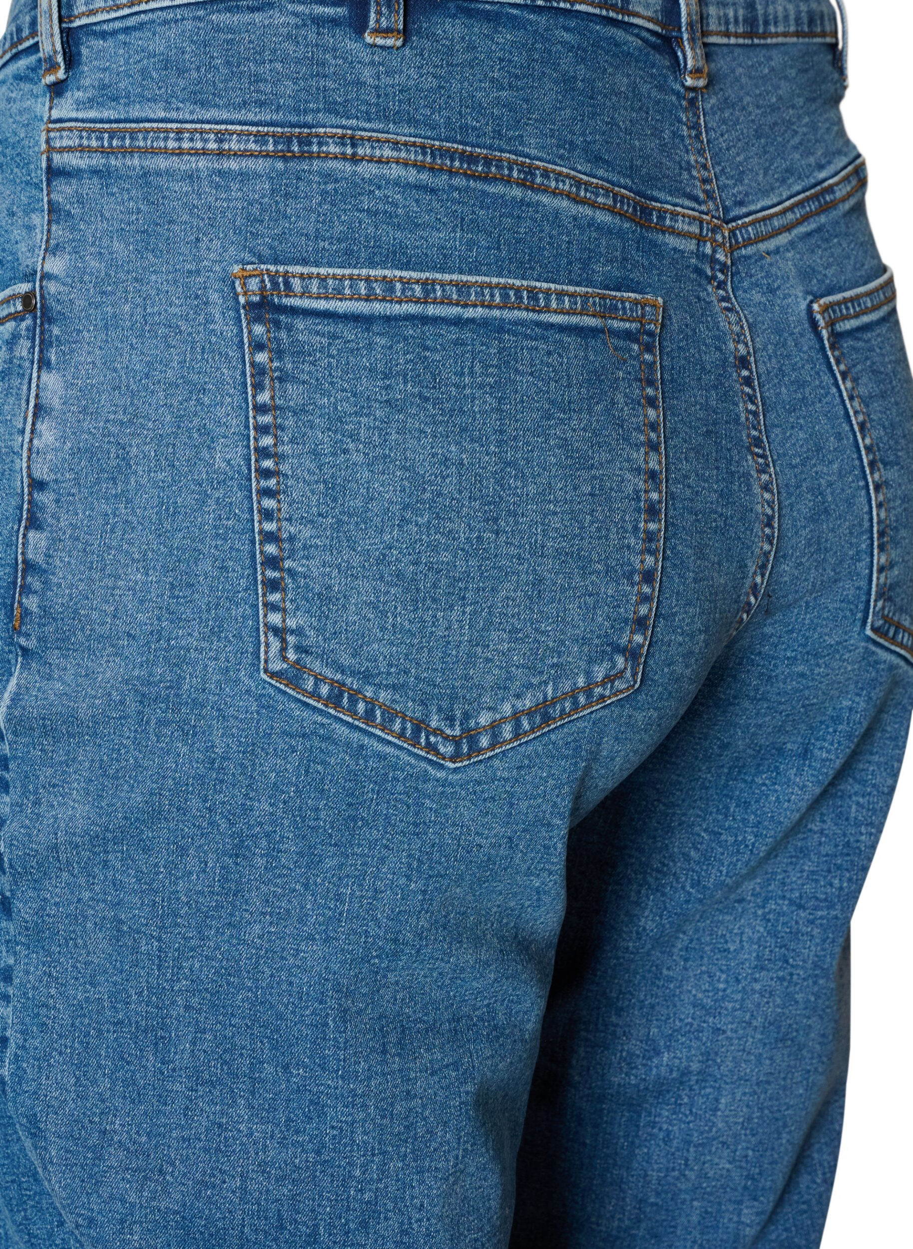 ZizziCroppade Vera-jeans med raka ben, Bl&aring;, Packshot image number 3