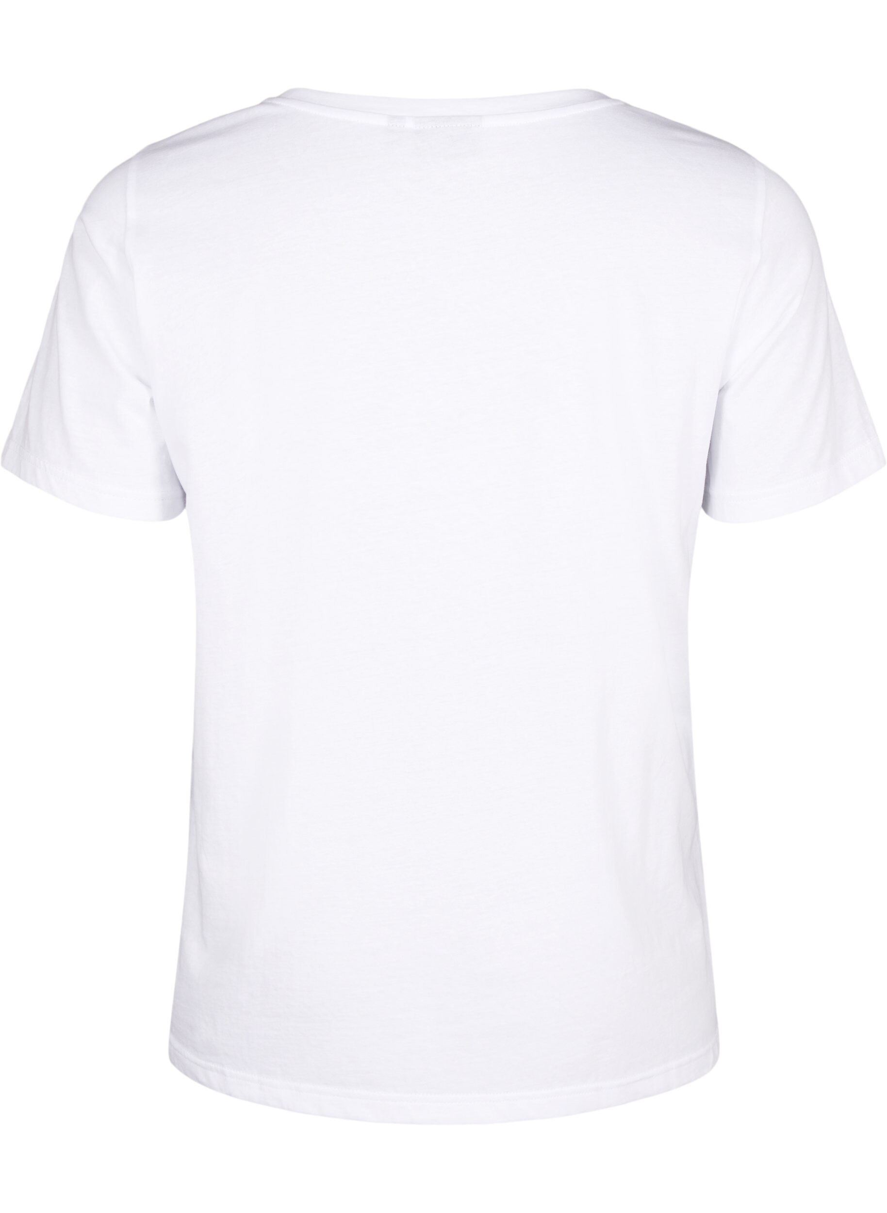 Zizzi T-shirt i bomull med rund halsringning och tryck, B. White W. Hearts, Packshot image number 1