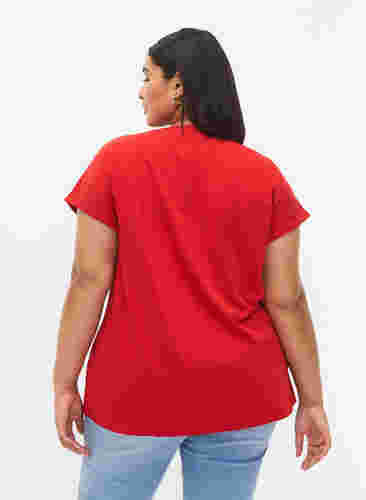 Kortärmad t-shirt i bomullsmix, Tango Red, Model image number 1