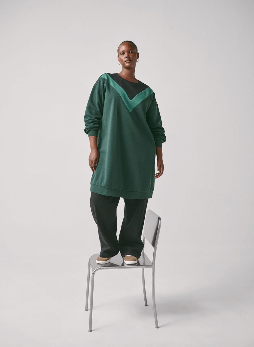 Lång sweatshirt med färgblock, Scarab Color Block, Image image number 0