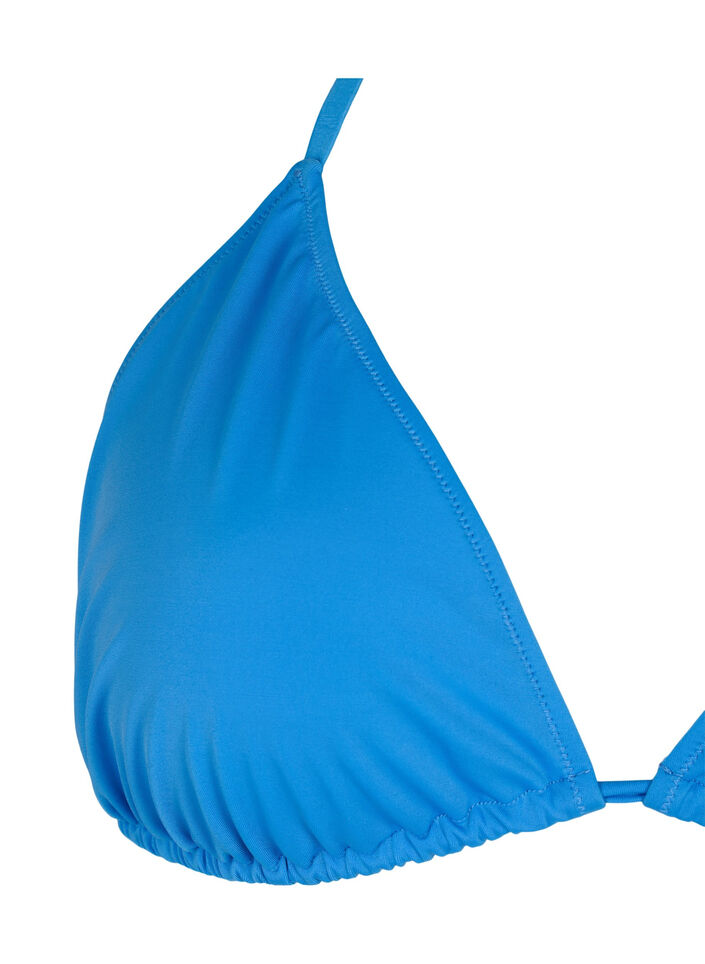 Enfärgad triangel-bikinitopp, Blå, Packshot image number 2