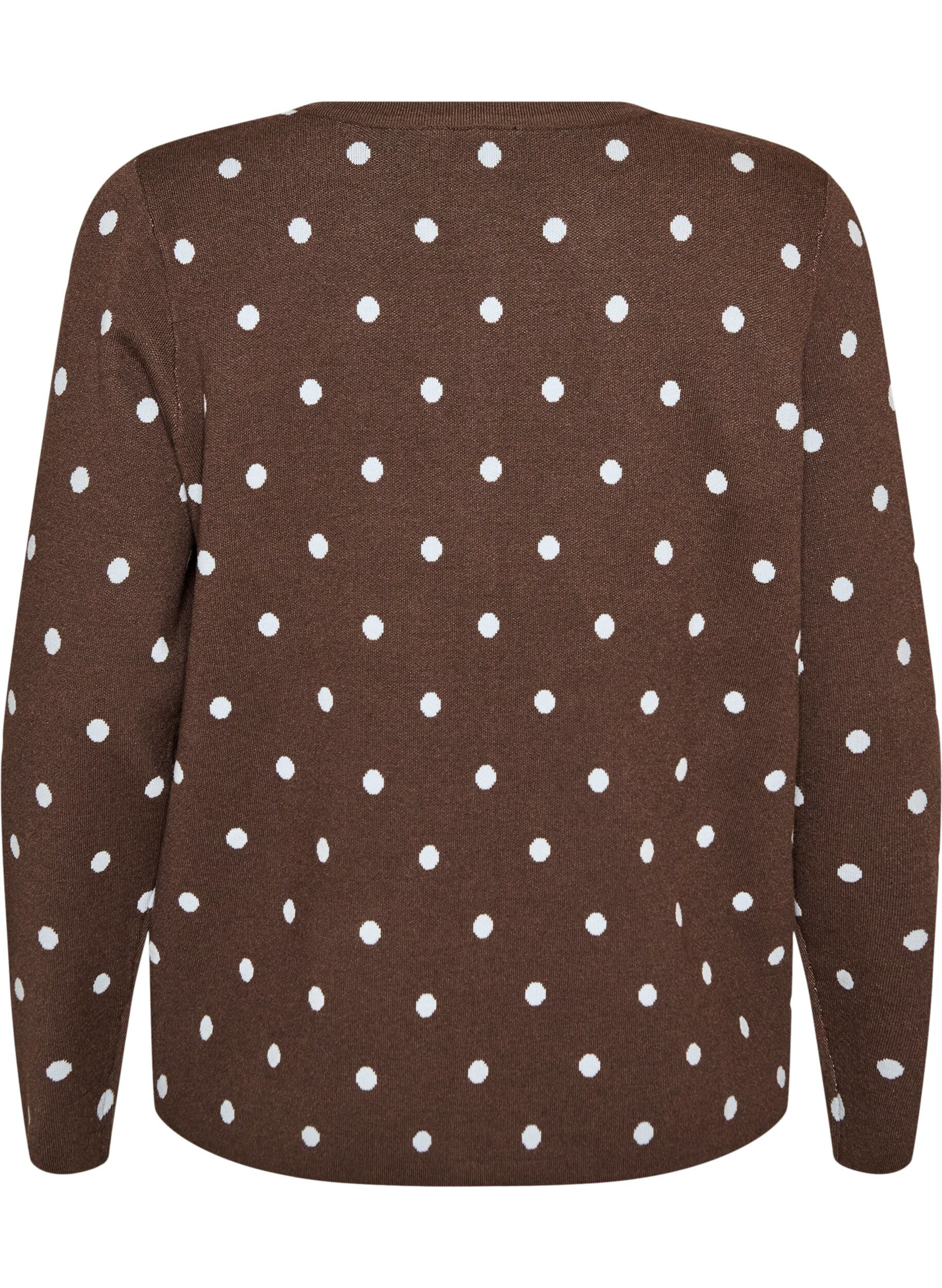 ZizziCardigan med prickar och knappkn&auml;ppning, Brun, Packshot image number 1