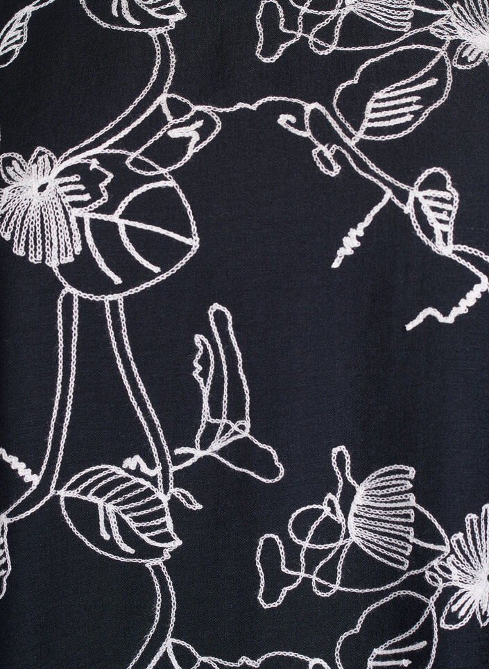 Kort A-linjeformad kl&auml;nning med broderat m&ouml;nster, Svart, Packshot image number 2