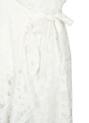 Omlottklänning med spets och korta ärmar, Bright White, Packshot image number 3