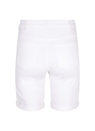 Åtsittande jeansshorts med hög midja, Bright White, Packshot image number 1