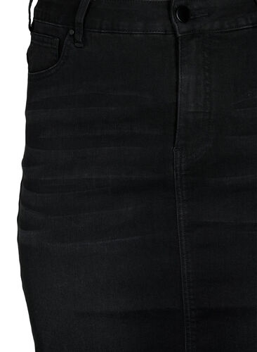 Knälång jeanskjol med slits, Black, Packshot image number 2