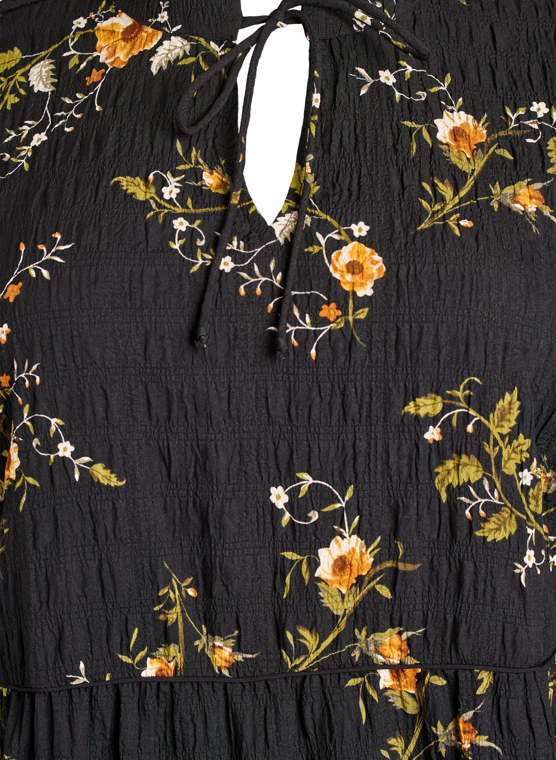 ZizziKl&auml;nning med blommigt tryck och knytning, Svart, Packshot image number 2