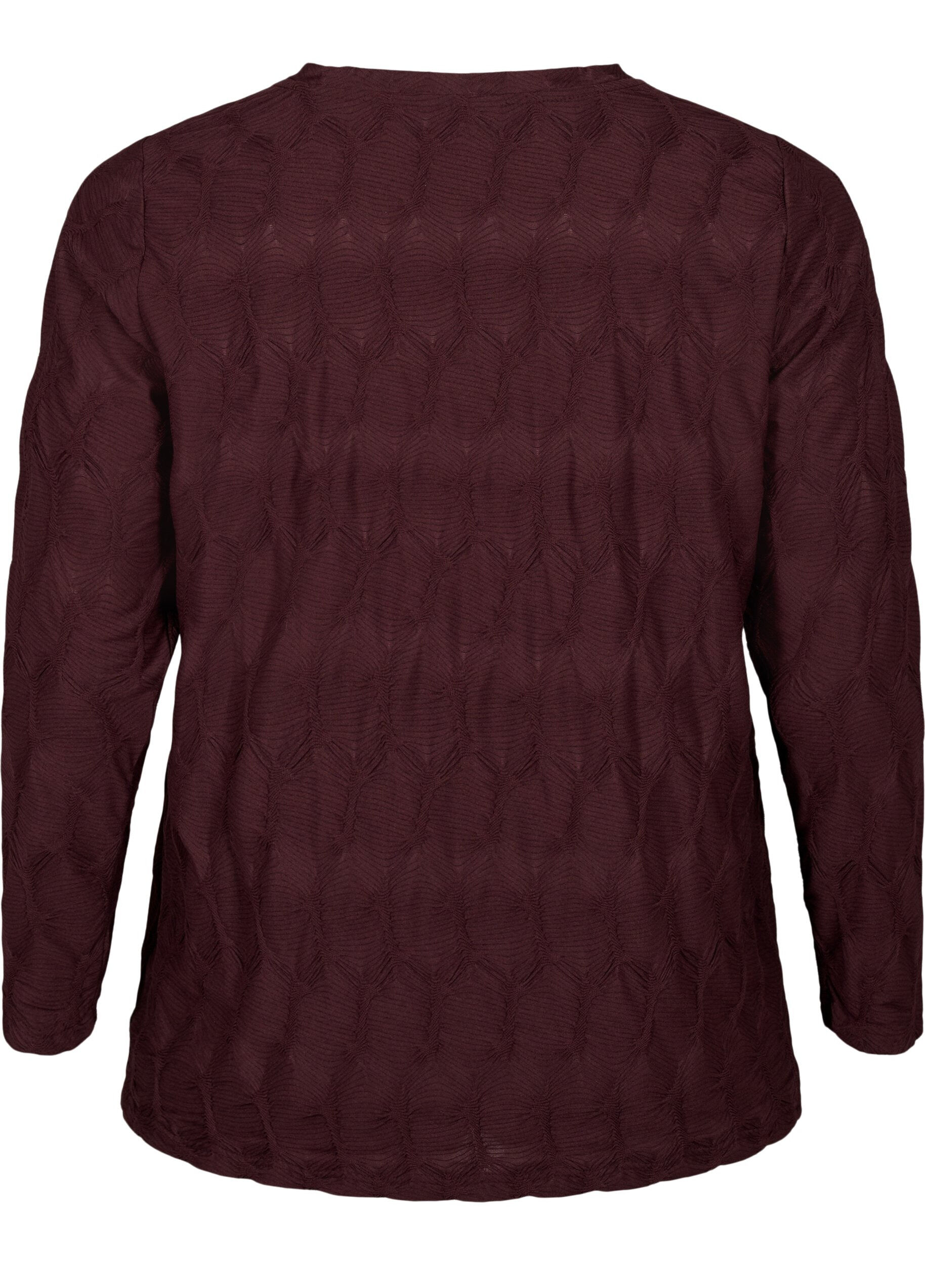 Zizzi FLASH &ndash; L&aring;ng&auml;rmad blus med struktur, Fudge, Packshot image number 1