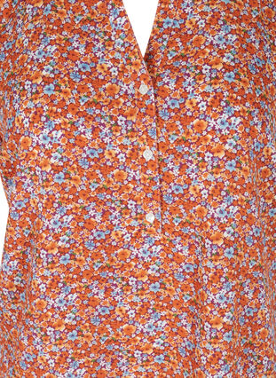 Mönstrad blus med korta ärmar, Orange Flower AOP, Packshot image number 2