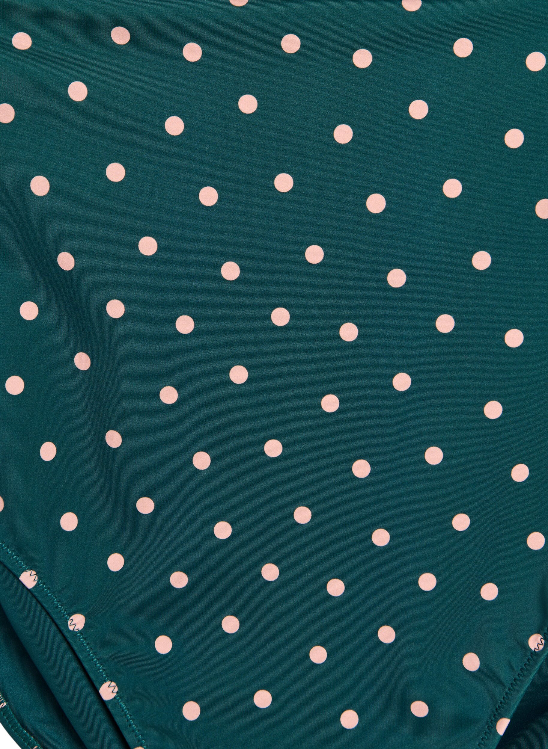 Zizzi Bikinitrosa med extra h&ouml;g midja och blomstertryck, Gr&ouml;n, Packshot image number 2