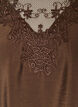 Blus med 3/4-&auml;rm och spetsdetaljer, Brun, Packshot image number 2