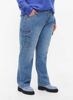 Löst sittande jeans med cargo-fickor, Light blue, Model image number 2
